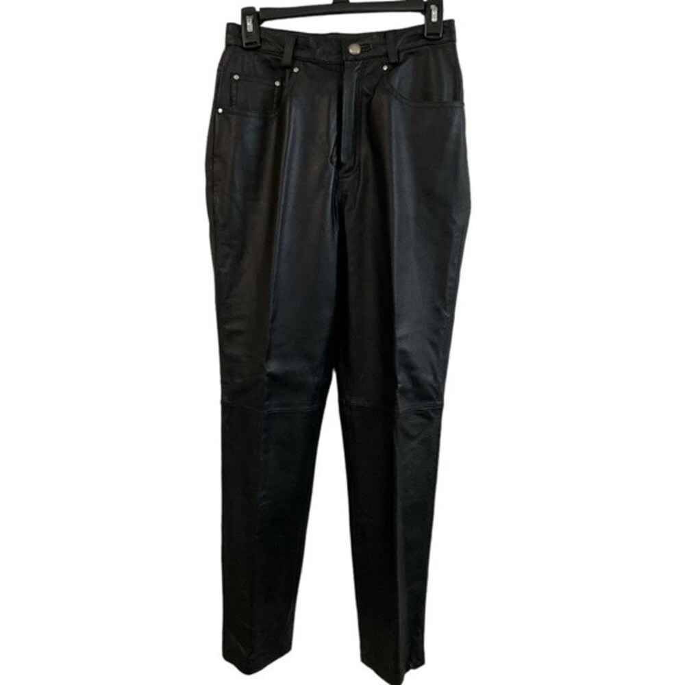 Vintage Black High Waisted‎ 100% Leather Pants Styleworks Fully Lined Size 6